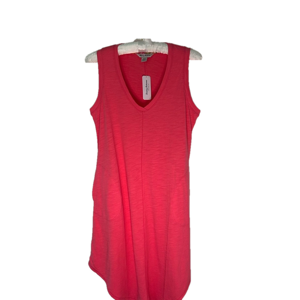 🌴NEW Tommy Bahama Cotton Midi Dress with Pockets in Coral - Size Small